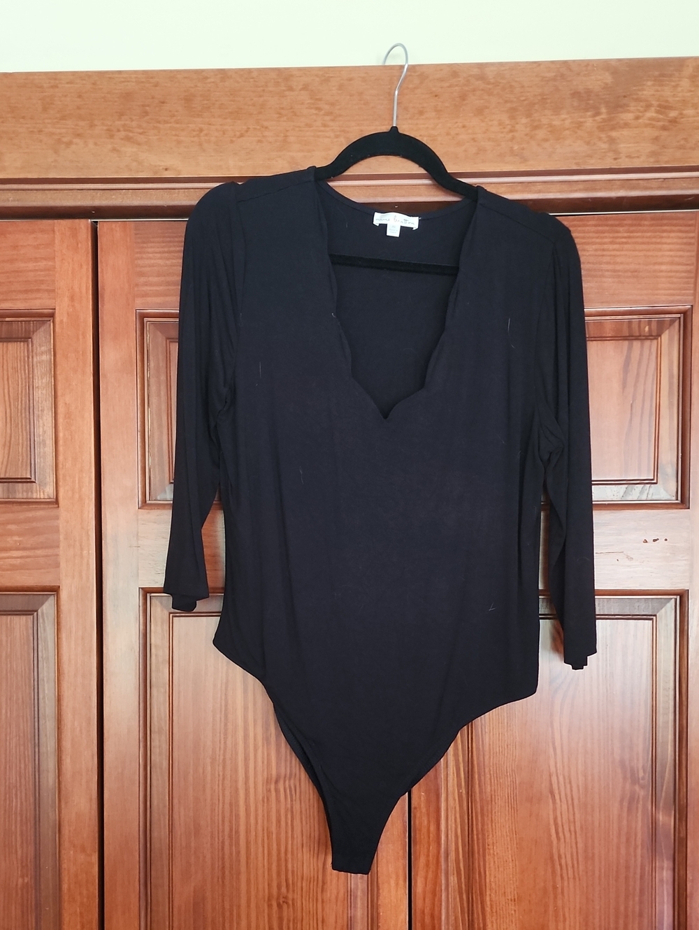 nine britton Black V-Neck Long-Sleeve Bodysuit